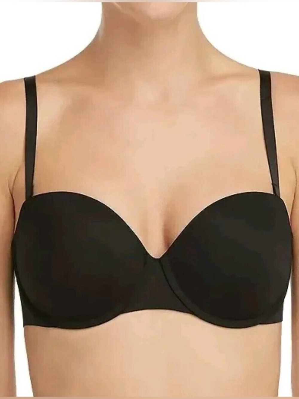 SPANX Black Molded T-Shirt under wire Bra with Adjustable Straps Sz-36B. ‎ GG15